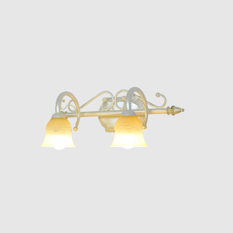 Lisslune | Beige Glass Vanity Mirror Light Rustic Carillon Shaped Bathroom Wall Mounted Fixture