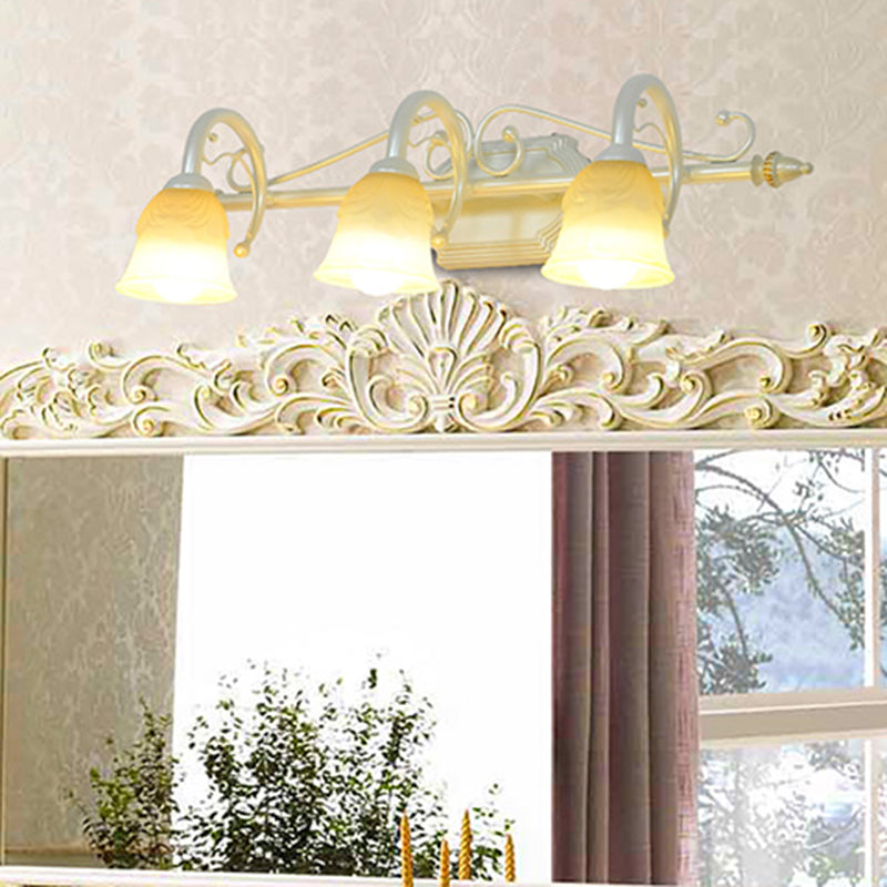 Lisslune | Beige Glass Vanity Mirror Light Rustic Carillon Shaped Bathroom Wall Mounted Fixture