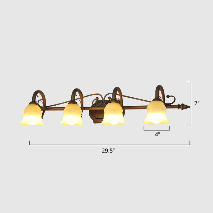 Lisslune | Beige Glass Vanity Mirror Light Rustic Carillon Shaped Bathroom Wall Mounted Fixture