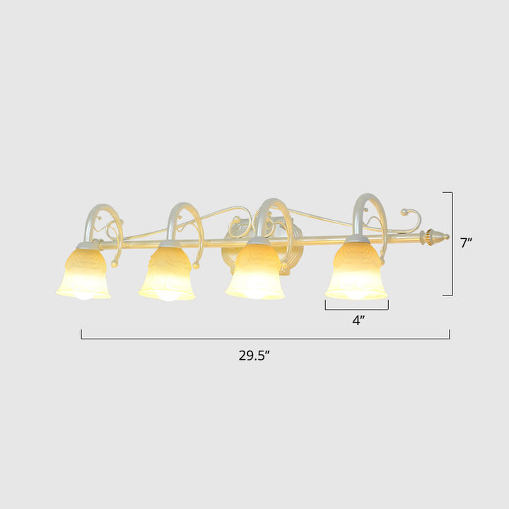 Lisslune | Beige Glass Vanity Mirror Light Rustic Carillon Shaped Bathroom Wall Mounted Fixture
