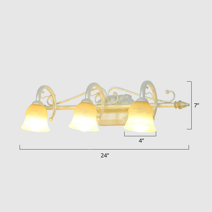 Lisslune | Beige Glass Vanity Mirror Light Rustic Carillon Shaped Bathroom Wall Mounted Fixture