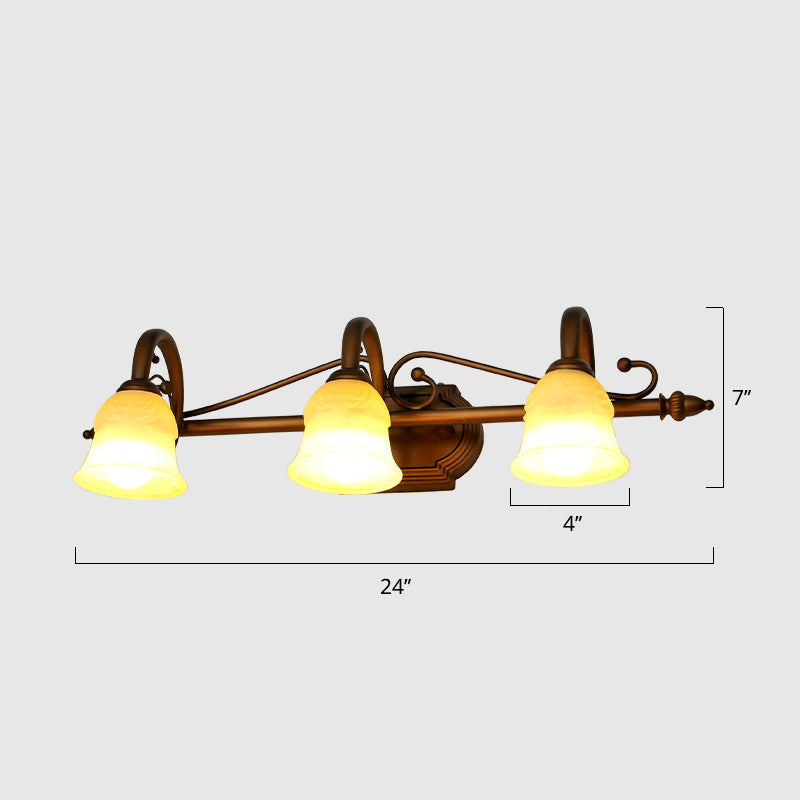 Lisslune | Beige Glass Vanity Mirror Light Rustic Carillon Shaped Bathroom Wall Mounted Fixture