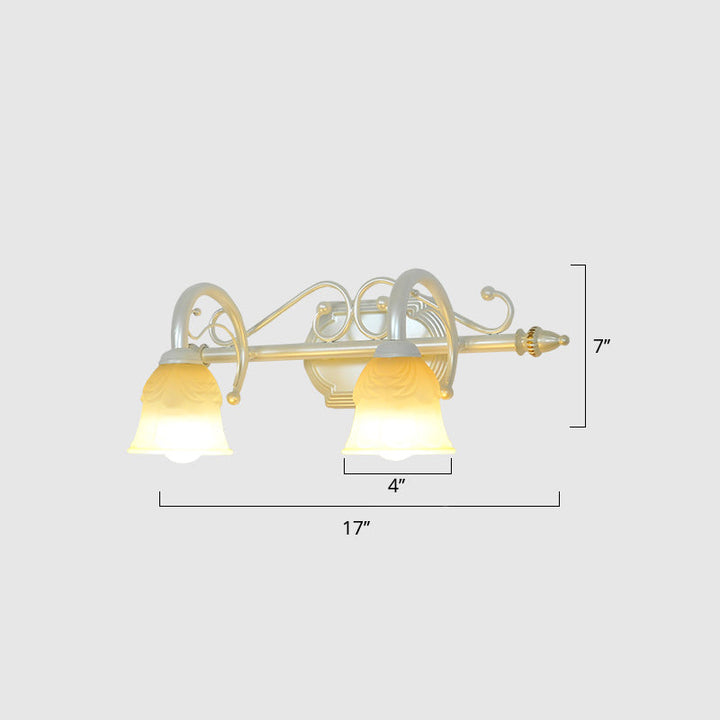 Lisslune | Beige Glass Vanity Mirror Light Rustic Carillon Shaped Bathroom Wall Mounted Fixture