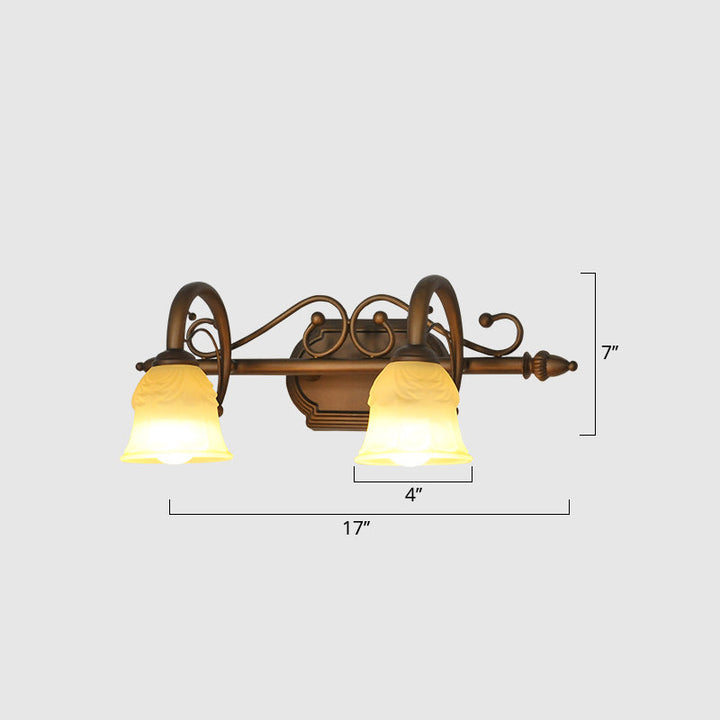 Lisslune | Beige Glass Vanity Mirror Light Rustic Carillon Shaped Bathroom Wall Mounted Fixture