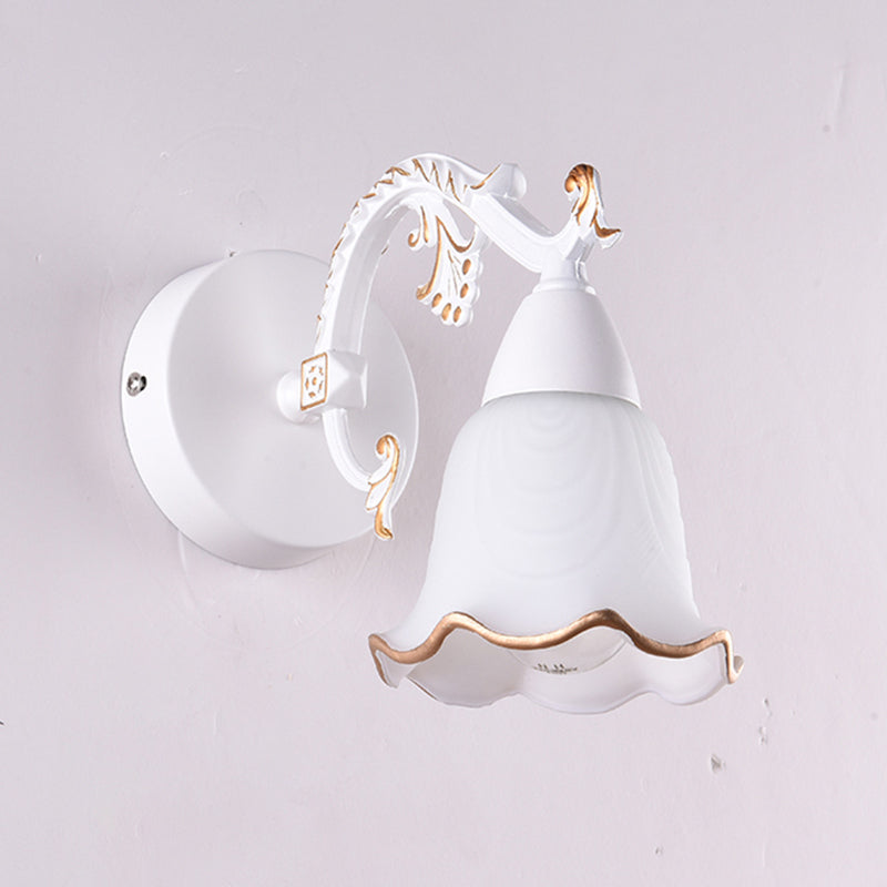 Lisslune | Classic Flower Wall Lamp Ivory Glass Wall Mounted Lighting Unit for Bathroom
