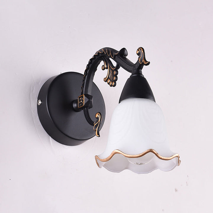 Lisslune | Classic Flower Wall Lamp Ivory Glass Wall Mounted Lighting Unit for Bathroom