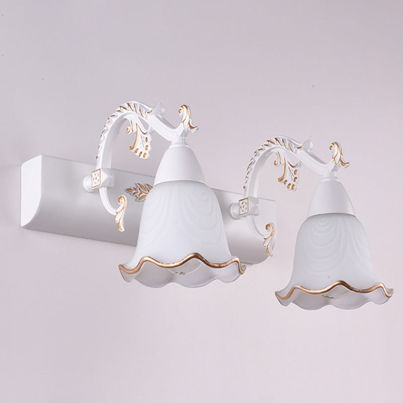 Lisslune | Classic Flower Wall Lamp Ivory Glass Wall Mounted Lighting Unit for Bathroom