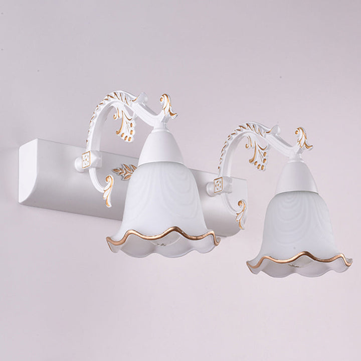 Lisslune | Classic Flower Wall Lamp Ivory Glass Wall Mounted Lighting Unit for Bathroom