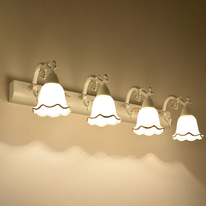 Lisslune | Classic Flower Wall Lamp Ivory Glass Wall Mounted Lighting Unit for Bathroom