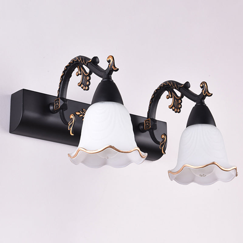Lisslune | Classic Flower Wall Lamp Ivory Glass Wall Mounted Lighting Unit for Bathroom