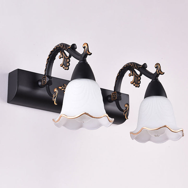Lisslune | Classic Flower Wall Lamp Ivory Glass Wall Mounted Lighting Unit for Bathroom