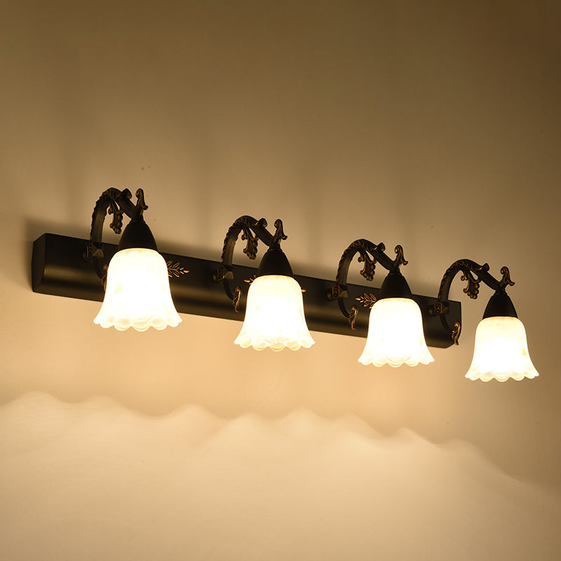 Lisslune | Classic Flower Wall Lamp Ivory Glass Wall Mounted Lighting Unit for Bathroom