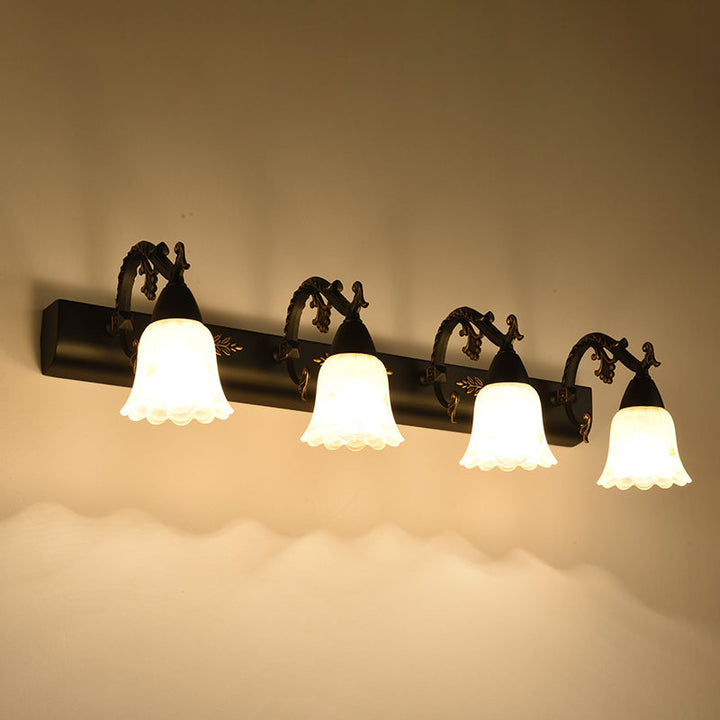 Lisslune | Classic Flower Wall Lamp Ivory Glass Wall Mounted Lighting Unit for Bathroom
