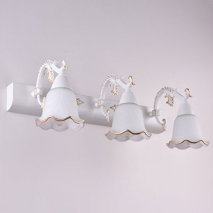 Lisslune | Classic Flower Wall Lamp Ivory Glass Wall Mounted Lighting Unit for Bathroom