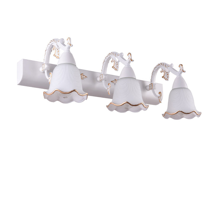 Lisslune | Classic Flower Wall Lamp Ivory Glass Wall Mounted Lighting Unit for Bathroom