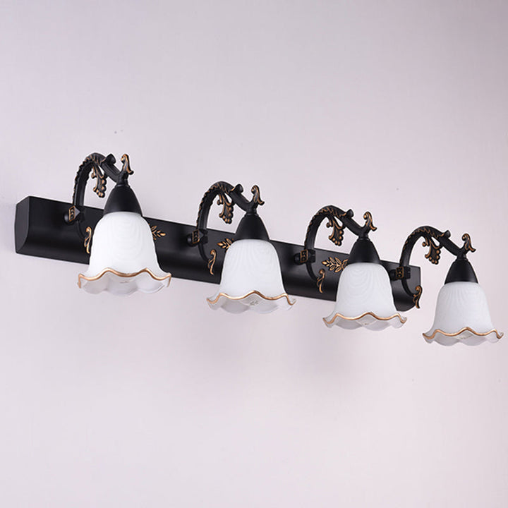 Lisslune | Classic Flower Wall Lamp Ivory Glass Wall Mounted Lighting Unit for Bathroom