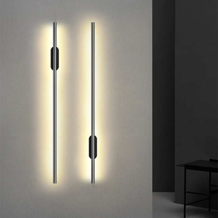 Skørter | Black Rod LED Wall Lamp Fixture Simple Style Metallic Wall Light for the Living Room