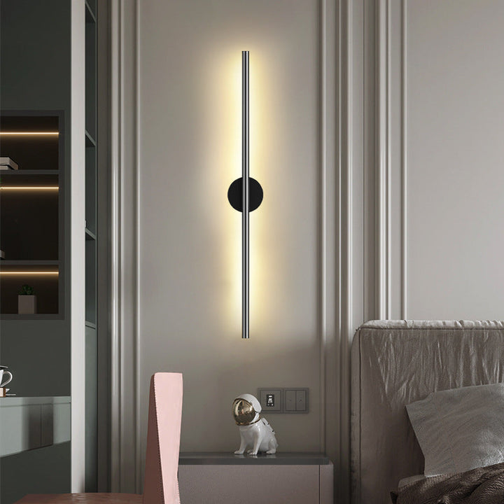 Skørter | Black Rod LED Wall Lamp Fixture Simple Style Metallic Wall Light for the Living Room