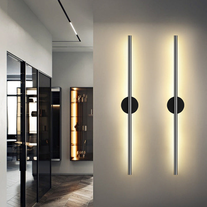 Skørter | Black Rod LED Wall Lamp Fixture Simple Style Metallic Wall Light for the Living Room