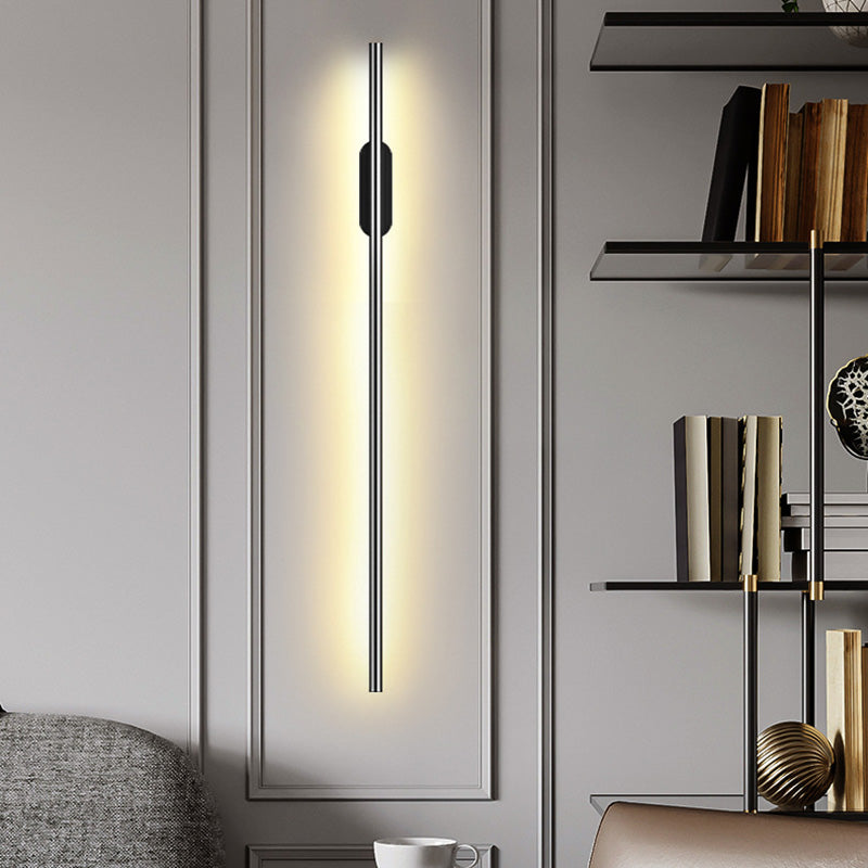 Skørter | Black Rod LED Wall Lamp Fixture Simple Style Metallic Wall Light for the Living Room