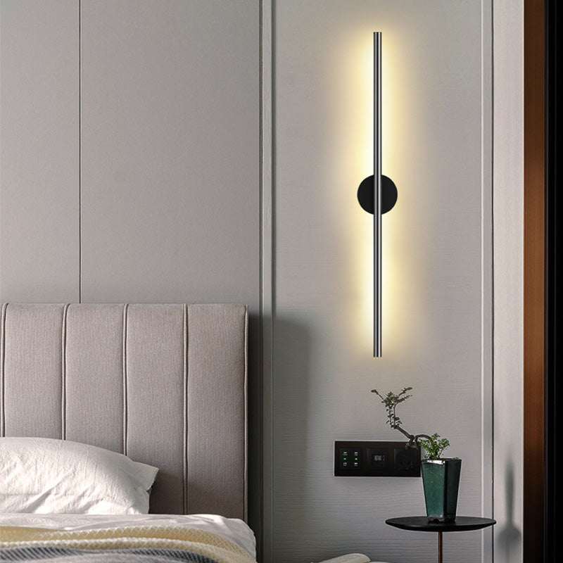 Skørter | Black Rod LED Wall Lamp Fixture Simple Style Metallic Wall Light for the Living Room