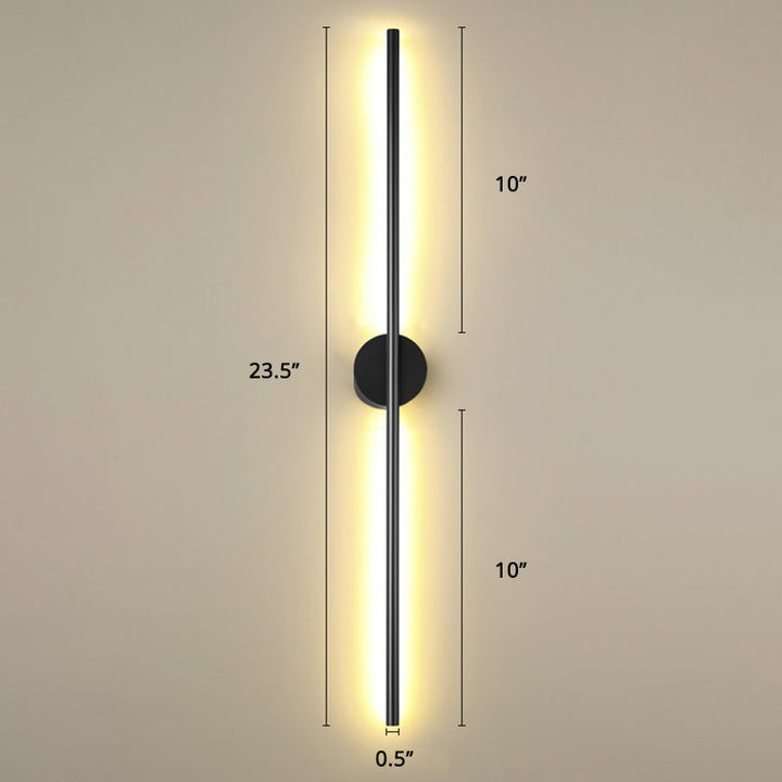 Skørter | Black Rod LED Wall Lamp Fixture Simple Style Metallic Wall Light for the Living Room