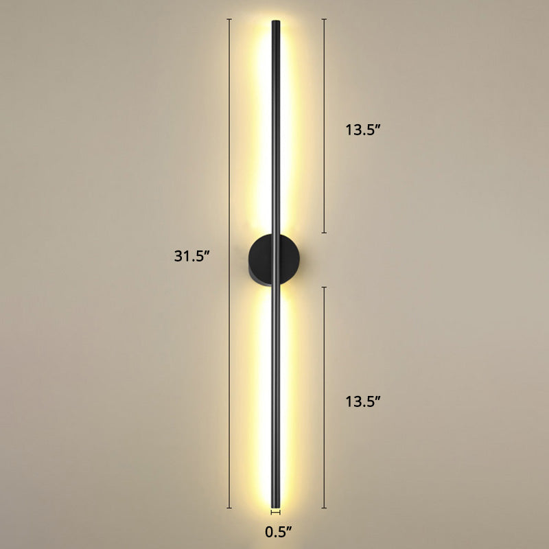Skørter | Black Rod LED Wall Lamp Fixture Simple Style Metallic Wall Light for the Living Room