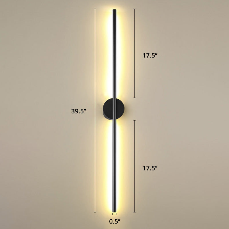 Skørter | Black Rod LED Wall Lamp Fixture Simple Style Metallic Wall Light for the Living Room