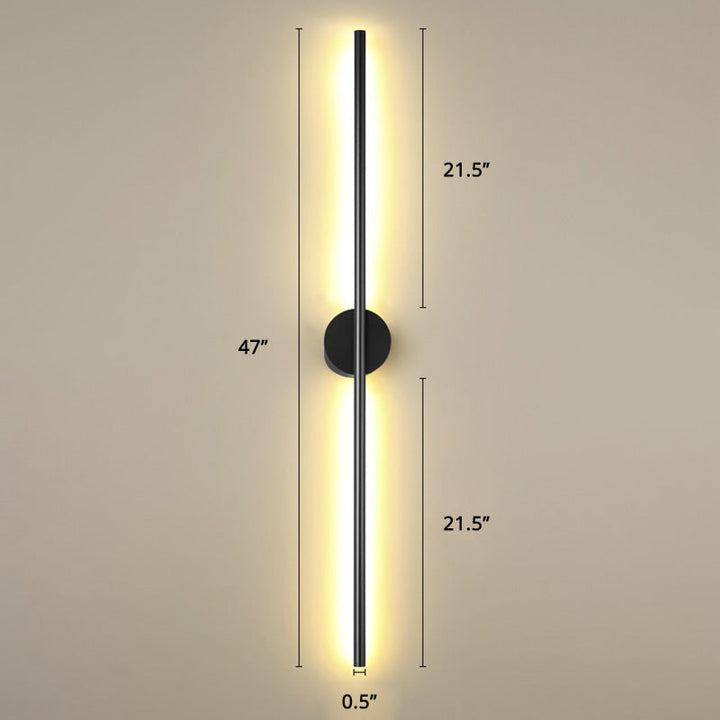 Skørter | Black Rod LED Wall Lamp Fixture Simple Style Metallic Wall Light for the Living Room