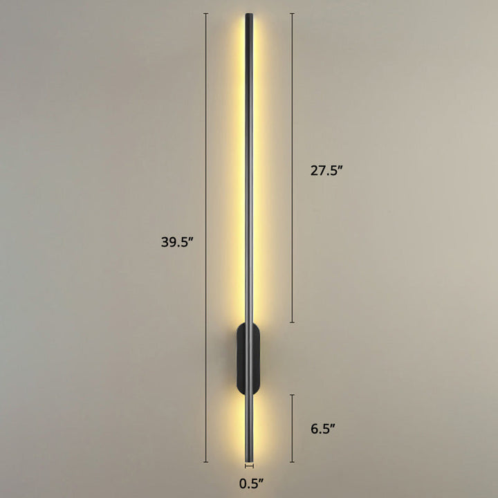 Skørter | Black Rod LED Wall Lamp Fixture Simple Style Metallic Wall Light for the Living Room