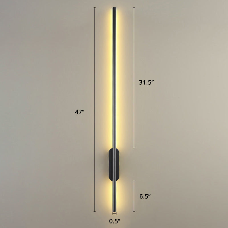 Skørter | Black Rod LED Wall Lamp Fixture Simple Style Metallic Wall Light for the Living Room