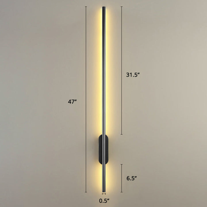Skørter | Black Rod LED Wall Lamp Fixture Simple Style Metallic Wall Light for the Living Room