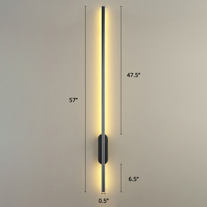 Skørter | Black Rod LED Wall Lamp Fixture Simple Style Metallic Wall Light for the Living Room