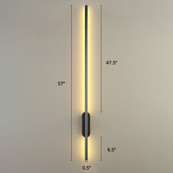 Skørter | Black Rod LED Wall Lamp Fixture Simple Style Metallic Wall Light for the Living Room