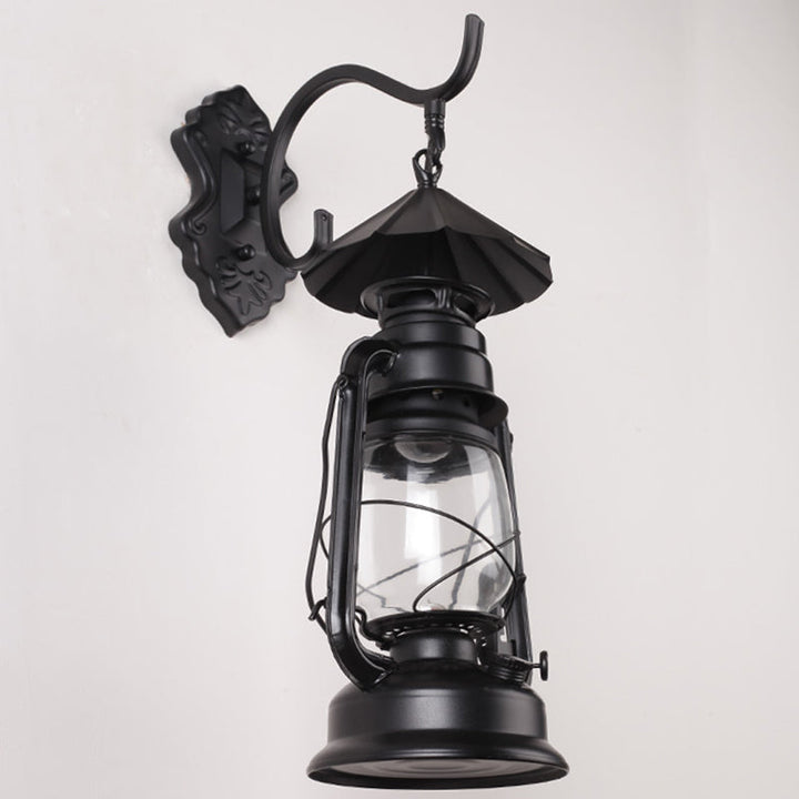 Skørter | Single Beam Oil Lantern Wall Light Antique Style Clear Glass Wall Mounted Light for Hallway