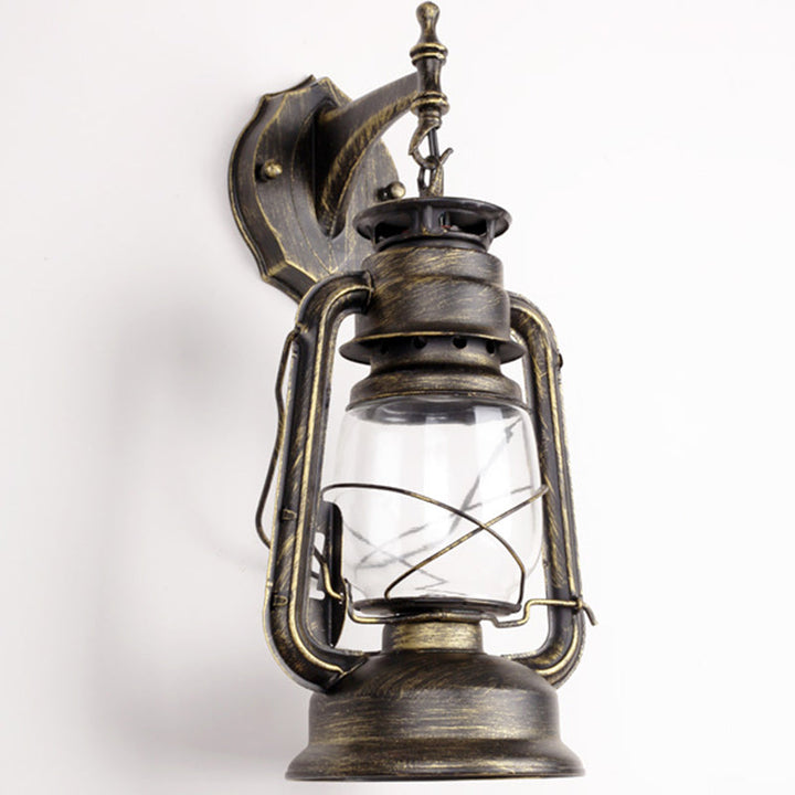 Skørter | Single Beam Oil Lantern Wall Light Antique Style Clear Glass Wall Mounted Light for Hallway