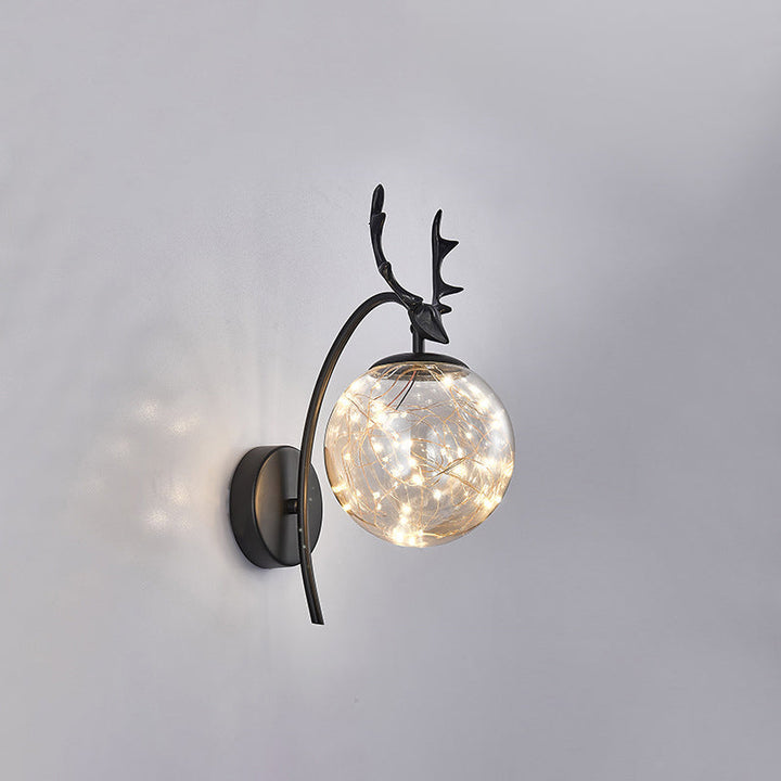 Lisslune | Nordic Ball Wall Mount Lighting Glass Stairs LED Star Wall Lamp with Deer Decor