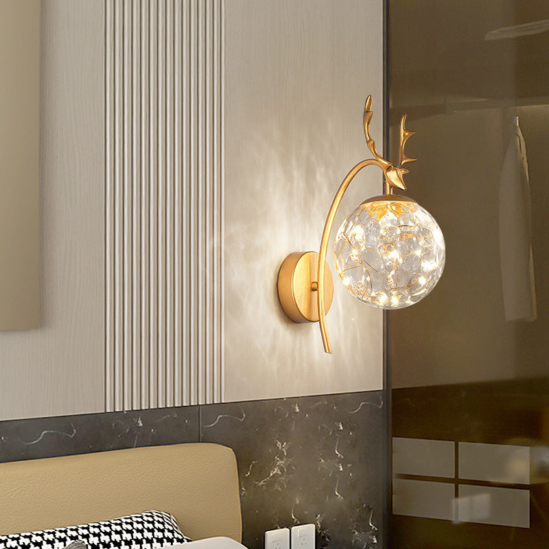 Lisslune | Nordic Ball Wall Mount Lighting Glass Stairs LED Star Wall Lamp with Deer Decor