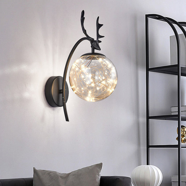 Lisslune | Nordic Ball Wall Mount Lighting Glass Stairs LED Star Wall Lamp with Deer Decor