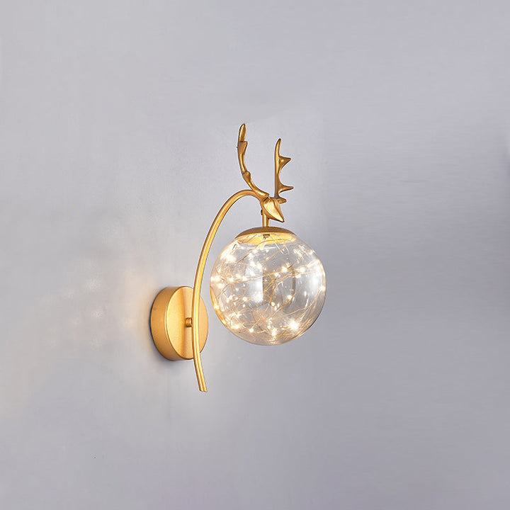 Lisslune | Nordic Ball Wall Mount Lighting Glass Stairs LED Star Wall Lamp with Deer Decor
