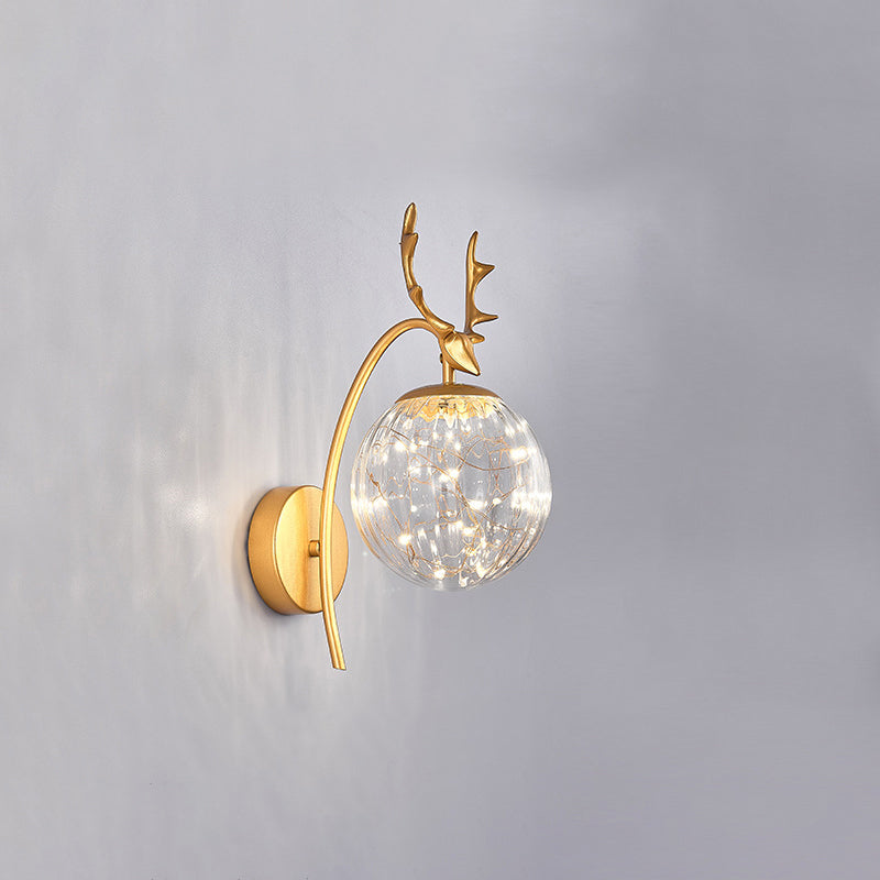Lisslune | Nordic Ball Wall Mount Lighting Glass Stairs LED Star Wall Lamp with Deer Decor