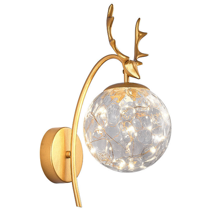 Lisslune | Nordic Ball Wall Mount Lighting Glass Stairs LED Star Wall Lamp with Deer Decor