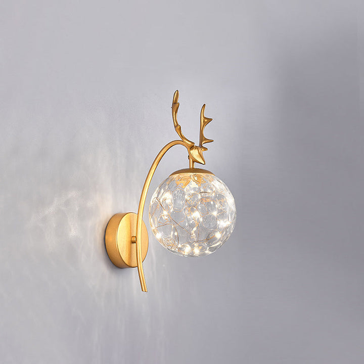 Lisslune | Nordic Ball Wall Mount Lighting Glass Stairs LED Star Wall Lamp with Deer Decor