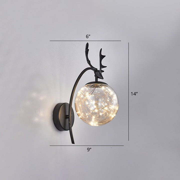 Lisslune | Nordic Ball Wall Mount Lighting Glass Stairs LED Star Wall Lamp with Deer Decor