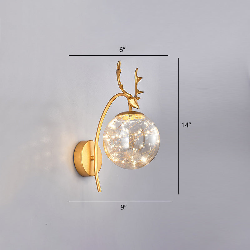 Lisslune | Nordic Ball Wall Mount Lighting Glass Stairs LED Star Wall Lamp with Deer Decor