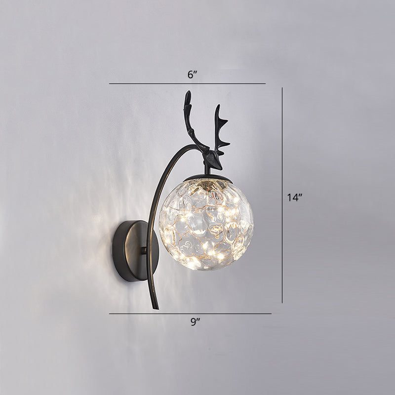 Lisslune | Nordic Ball Wall Mount Lighting Glass Stairs LED Star Wall Lamp with Deer Decor