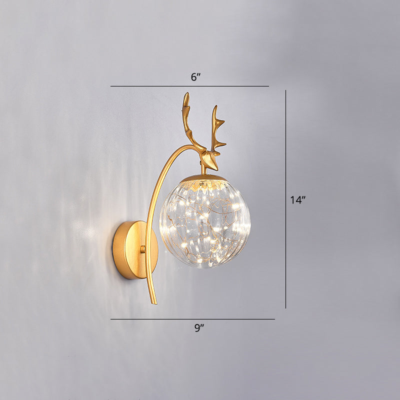 Lisslune | Nordic Ball Wall Mount Lighting Glass Stairs LED Star Wall Lamp with Deer Decor