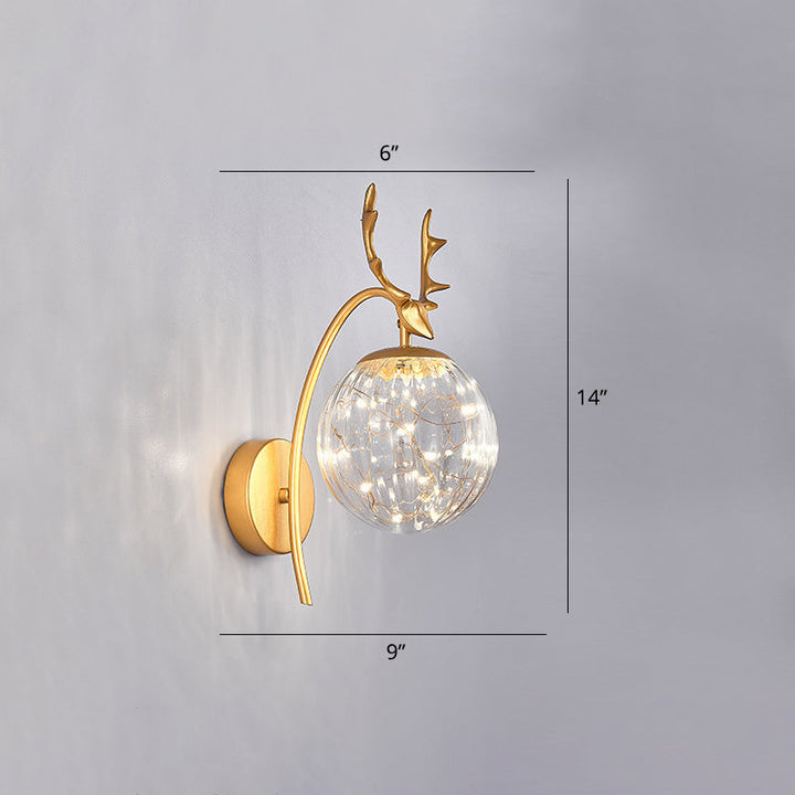 Lisslune | Nordic Ball Wall Mount Lighting Glass Stairs LED Star Wall Lamp with Deer Decor