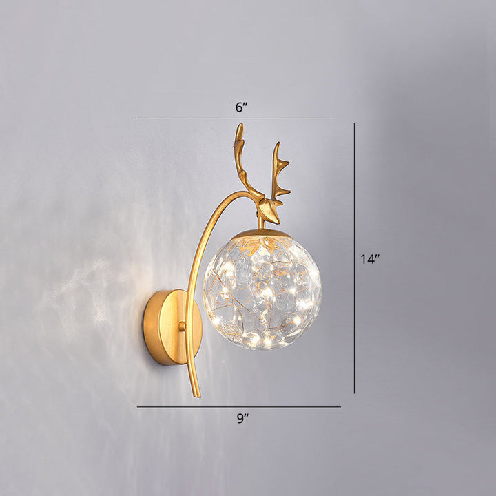 Lisslune | Nordic Ball Wall Mount Lighting Glass Stairs LED Star Wall Lamp with Deer Decor
