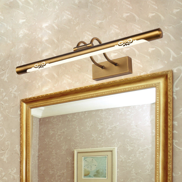 Lisslune | Bronze Perforated Tube Wall Lamp Traditional Metal Bathroom Rotatable LED Mirror Lighting